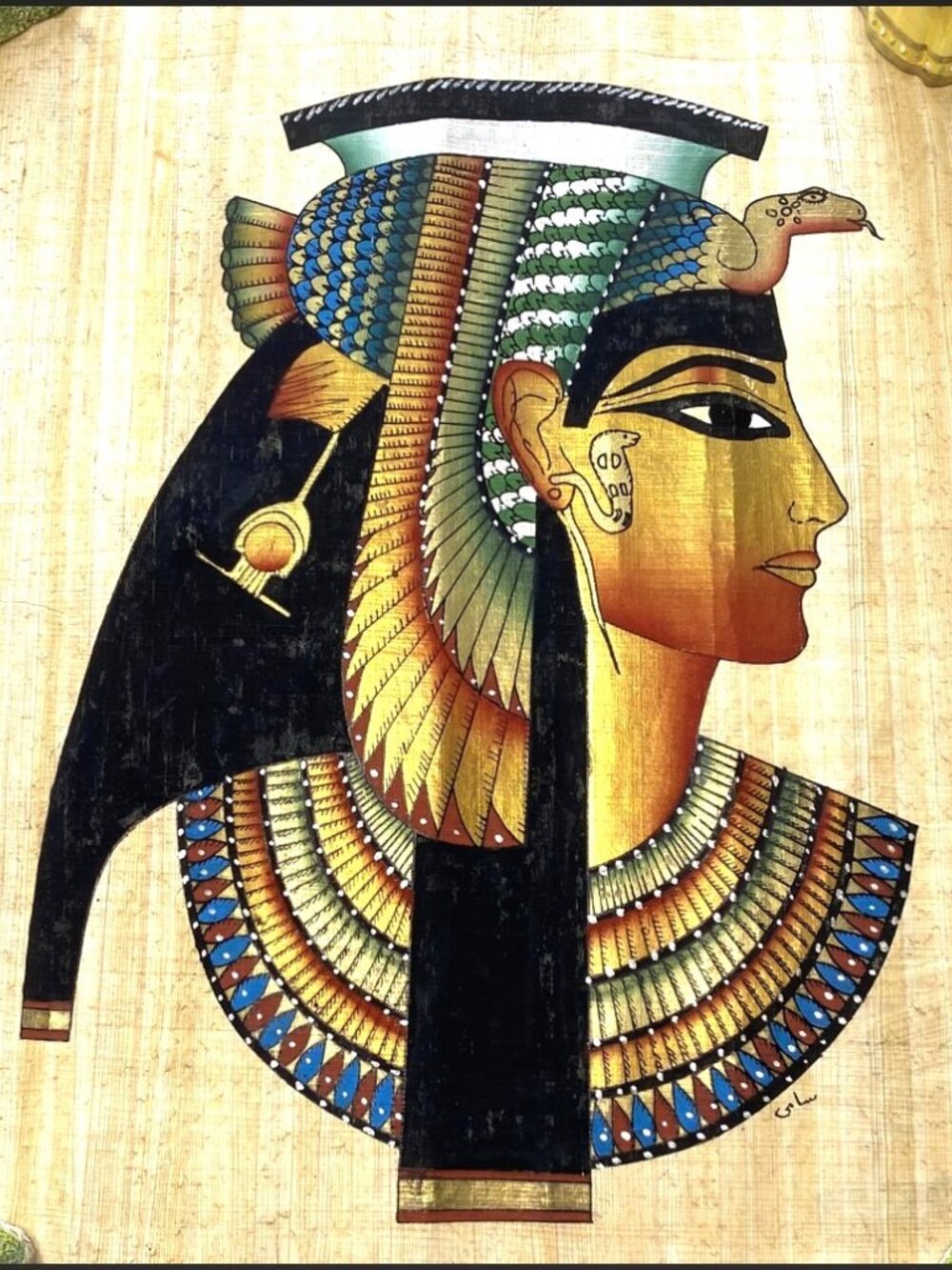 Authentic Egyptian Hand Painted Papyrus Paper From Egypt with Certificate